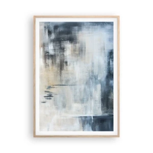 Pôster com moldura de carvalho claro - Atrás da cortina azul - 70x100 cm