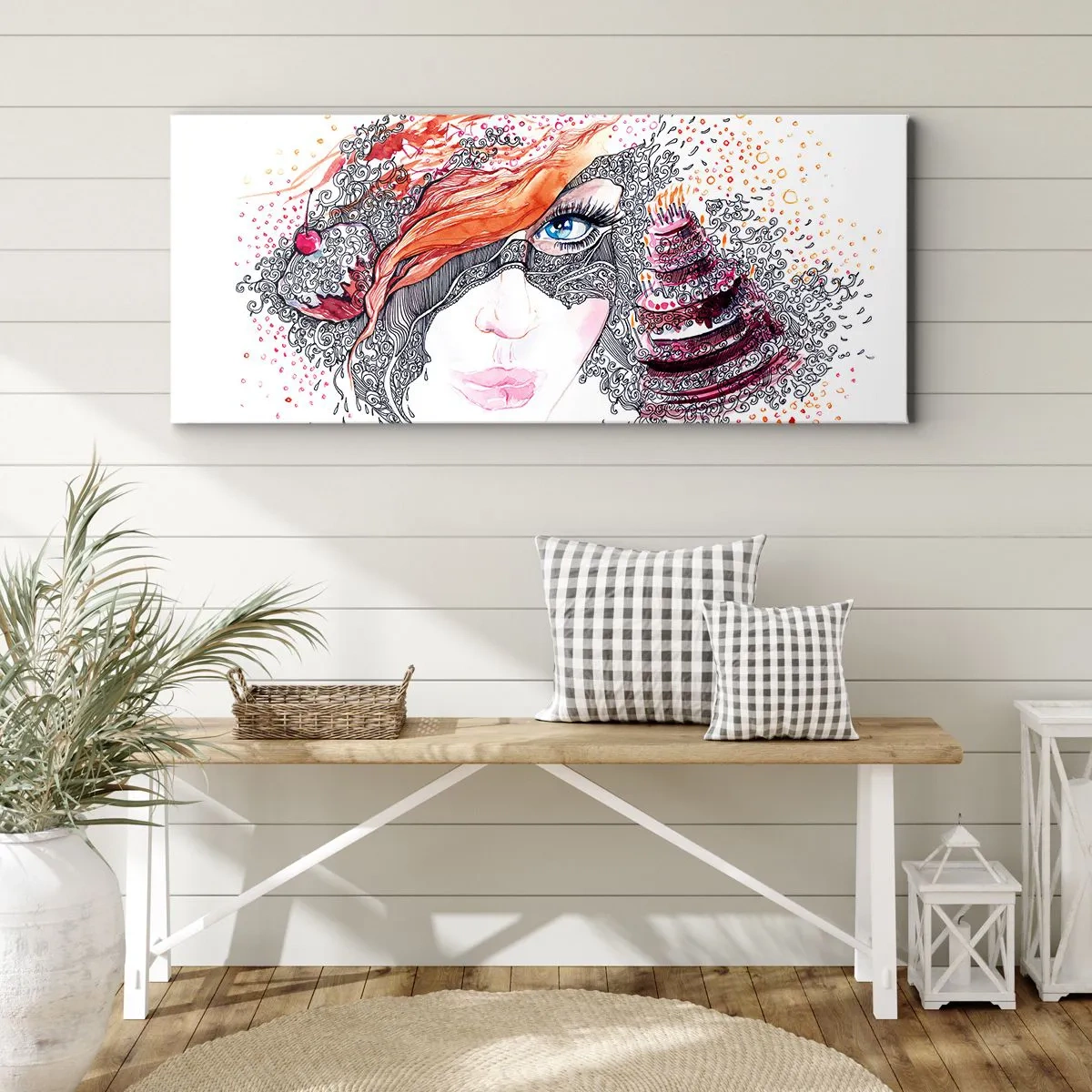 Quadro em tela - Com ela, todos os dias são dias de festa - 100x40 cm