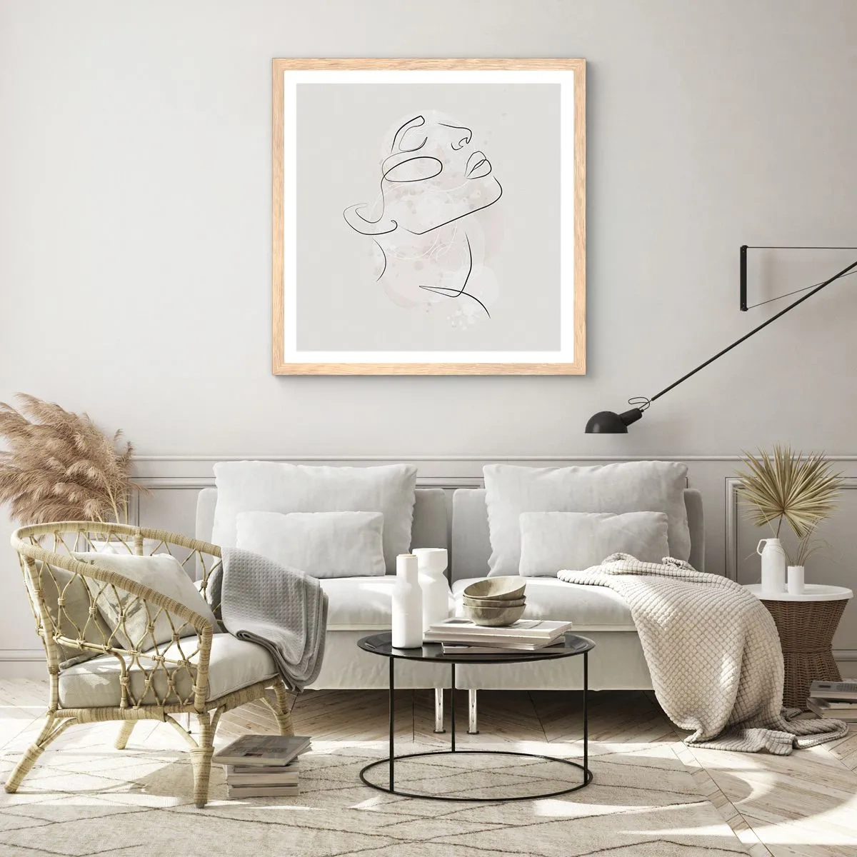 Pôster com moldura de carvalho claro - Esboço de um sonho - 60x60 cm