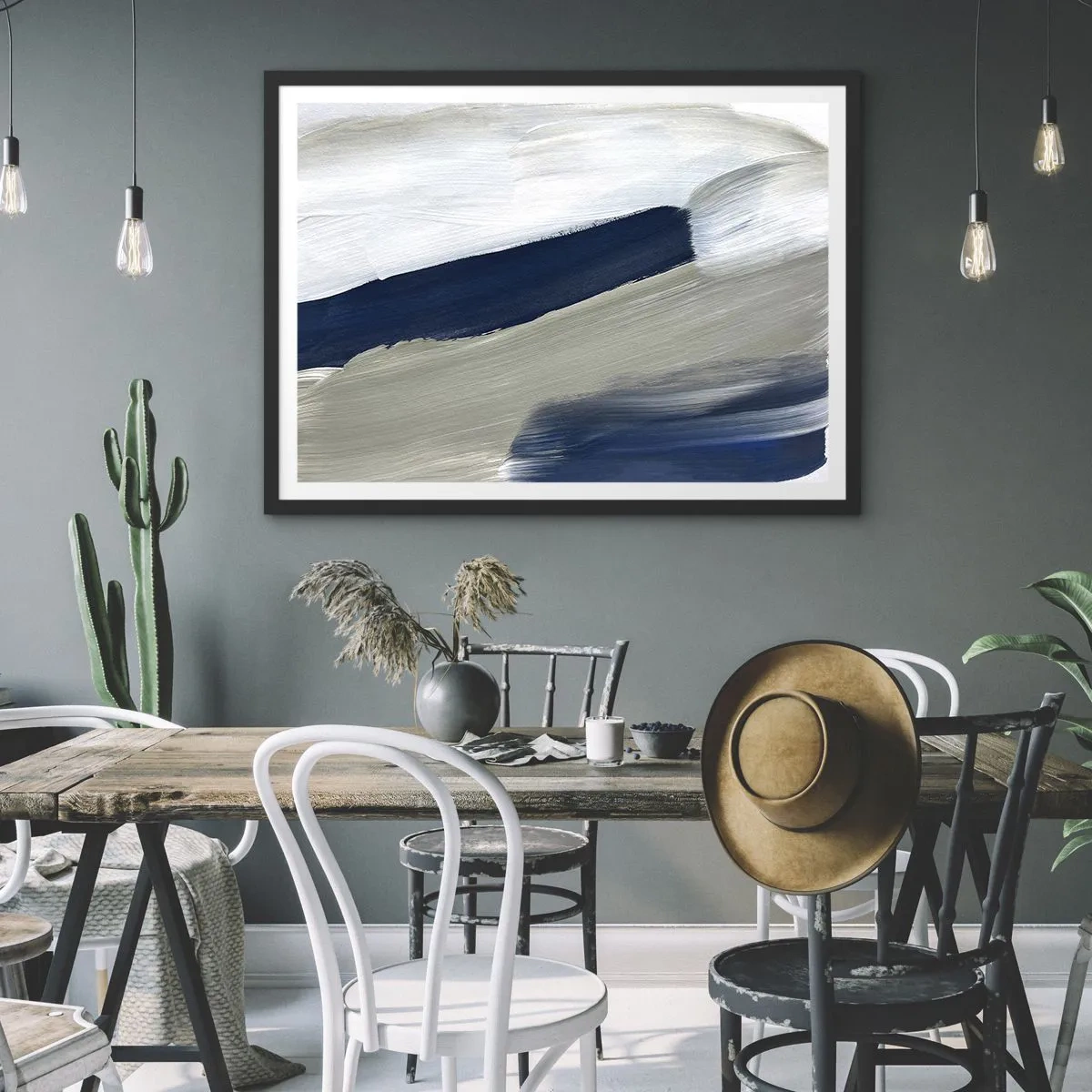 Pôster com moldura preta - Encontro com a brancura - 70x50 cm