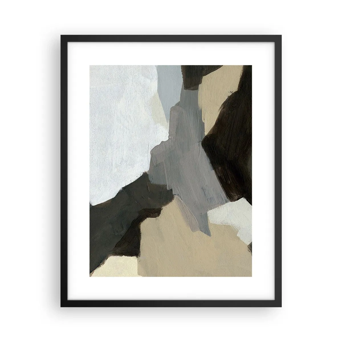 Pôster com moldura preta - Abstração: a encruzilhada do cinza - 40x50 cm