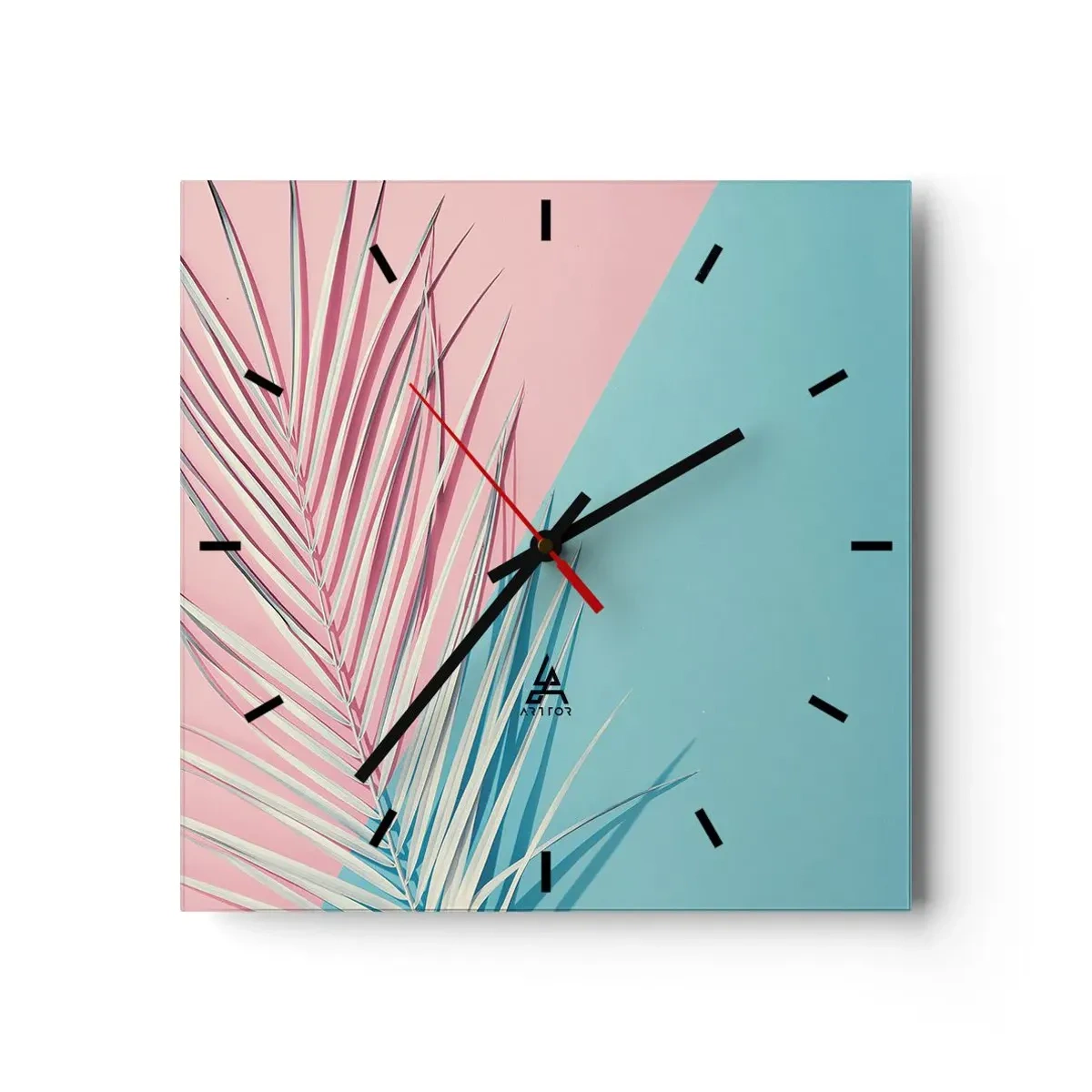 Relógio de parede - Relógio em vidro - Impressão tropical - 30x30 cm