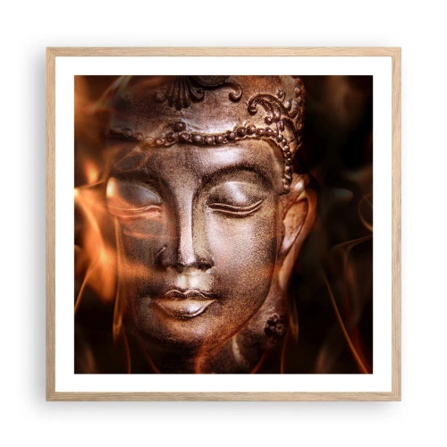 Pôster com moldura de carvalho claro - Só existe o aqui e agora - 60x60 cm