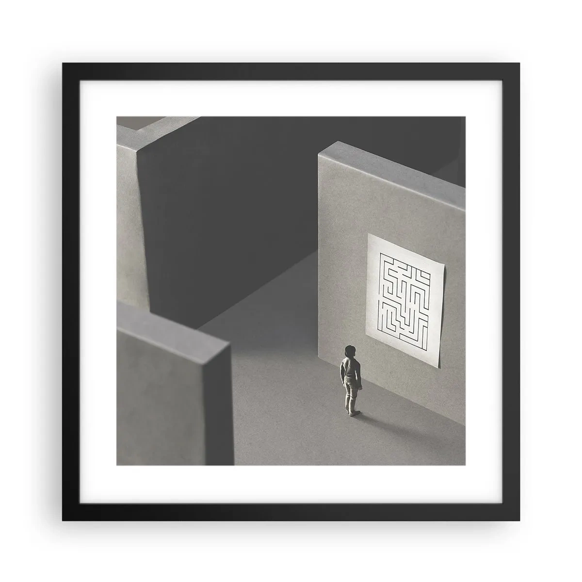 Pôster com moldura preta - Mas onde estou? - 40x40 cm