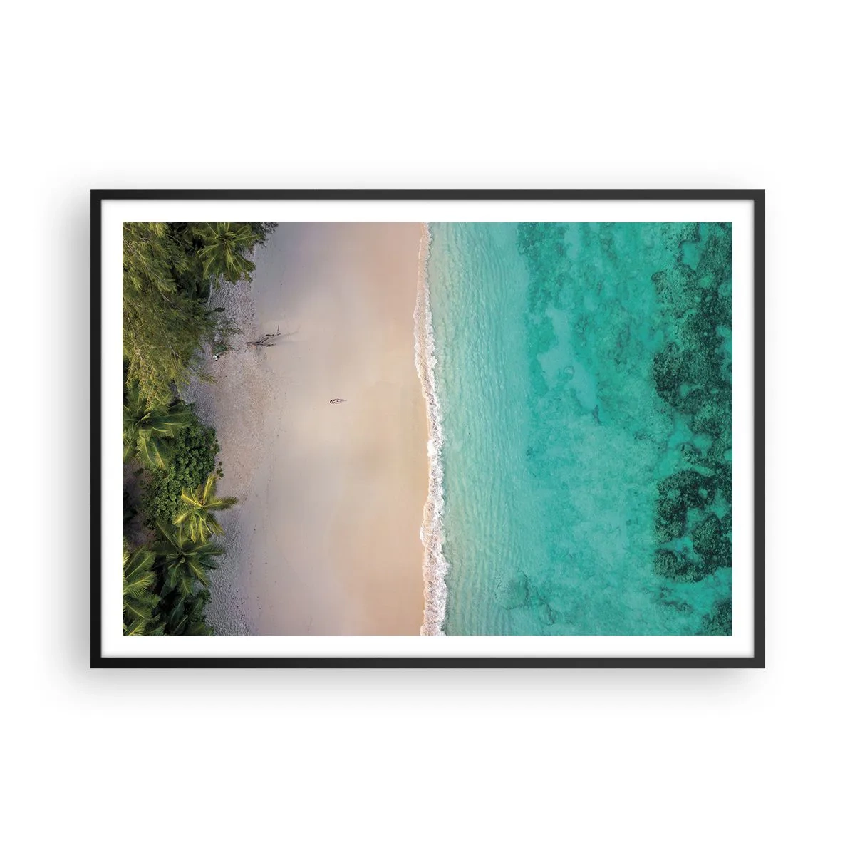 Pôster com moldura preta - Praia do paraíso - 100x70 cm