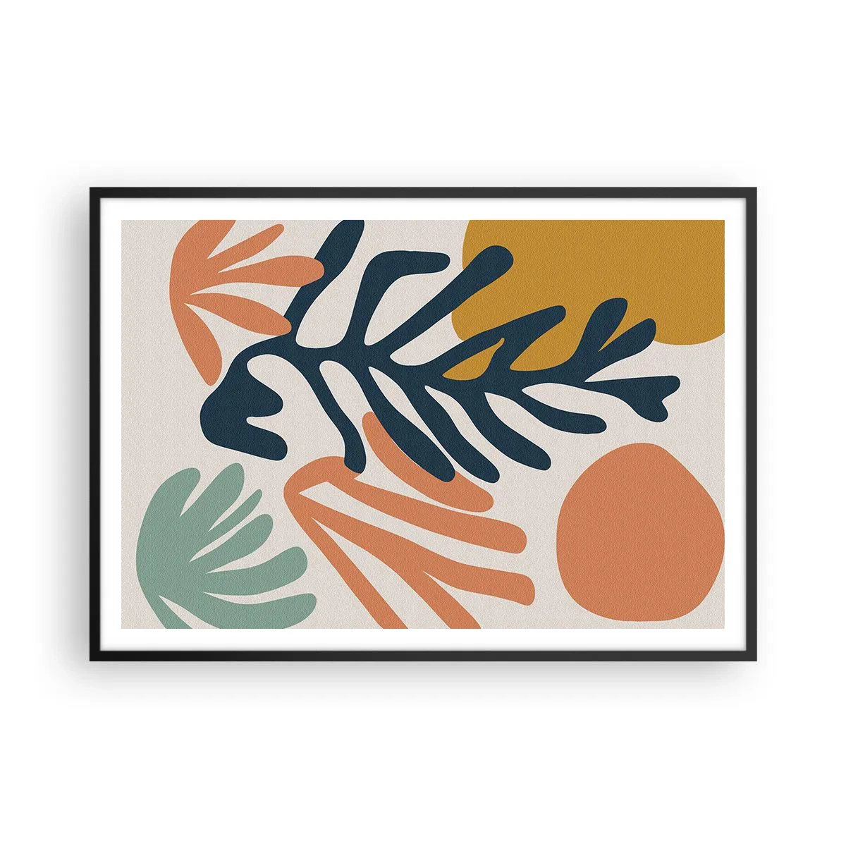 Pôster com moldura preta - Mares de coral - 100x70 cm