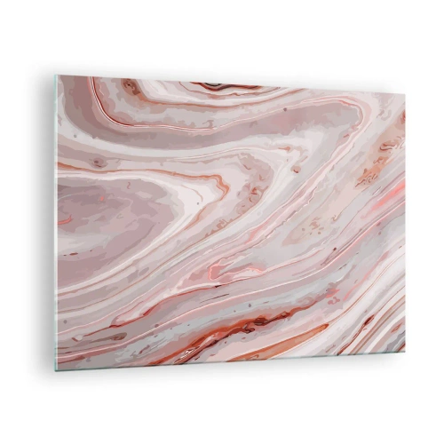 Quadro em vidro - Padrão abstrato em tons de rosa e marrom - 70x50cm - Rosa líquido - Decoração de parede moderna para a sala de estar e quarto ARTTOR