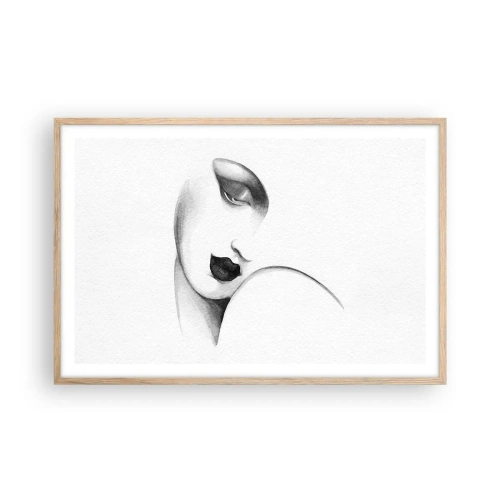 Pôster com moldura de carvalho claro - No estilo de Łempicka - 91x61 cm