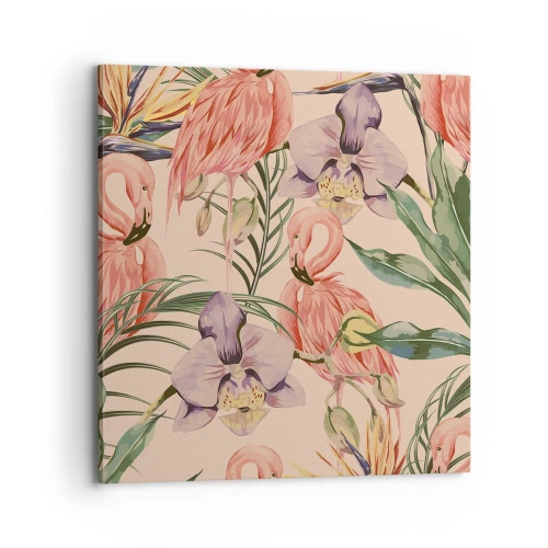 Quadro em tela - Balé rosa em flores - 70x70 cm