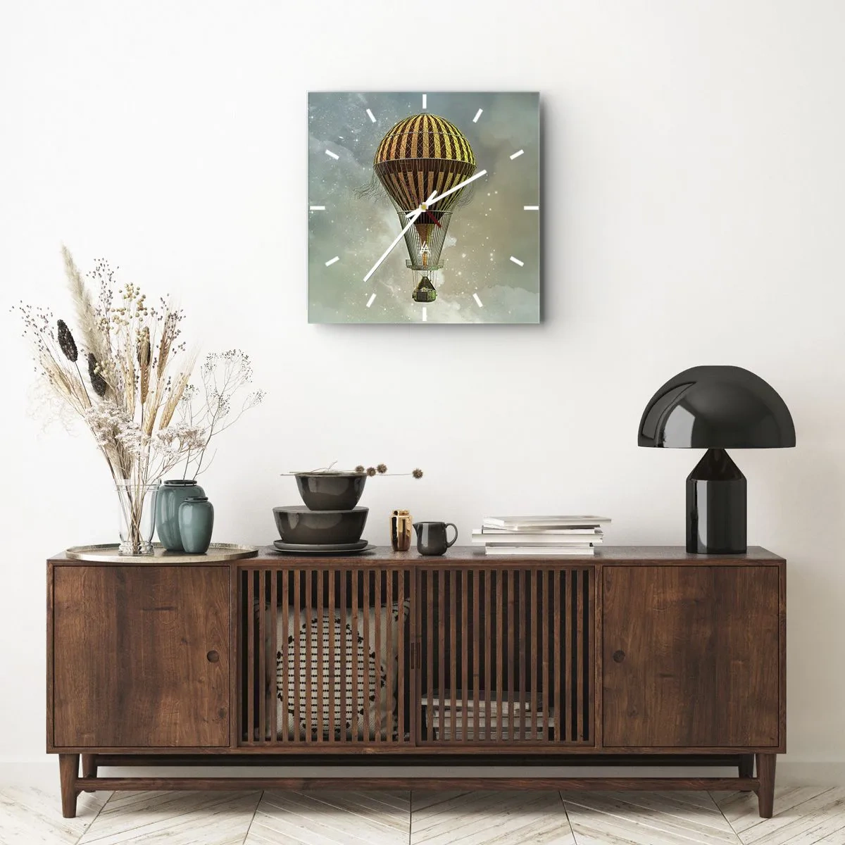 Relógio de parede - Relógio em vidro - Voos pioneiros - 40x40 cm