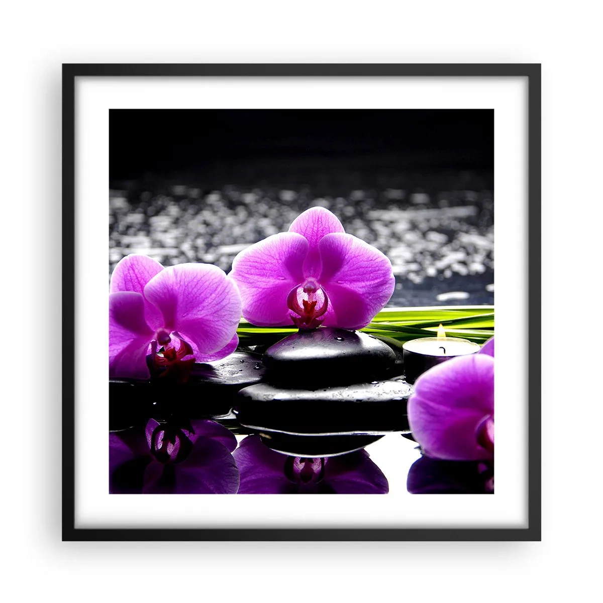 Pôster com moldura preta - Afogar-se na paz e sossego - 50x50 cm