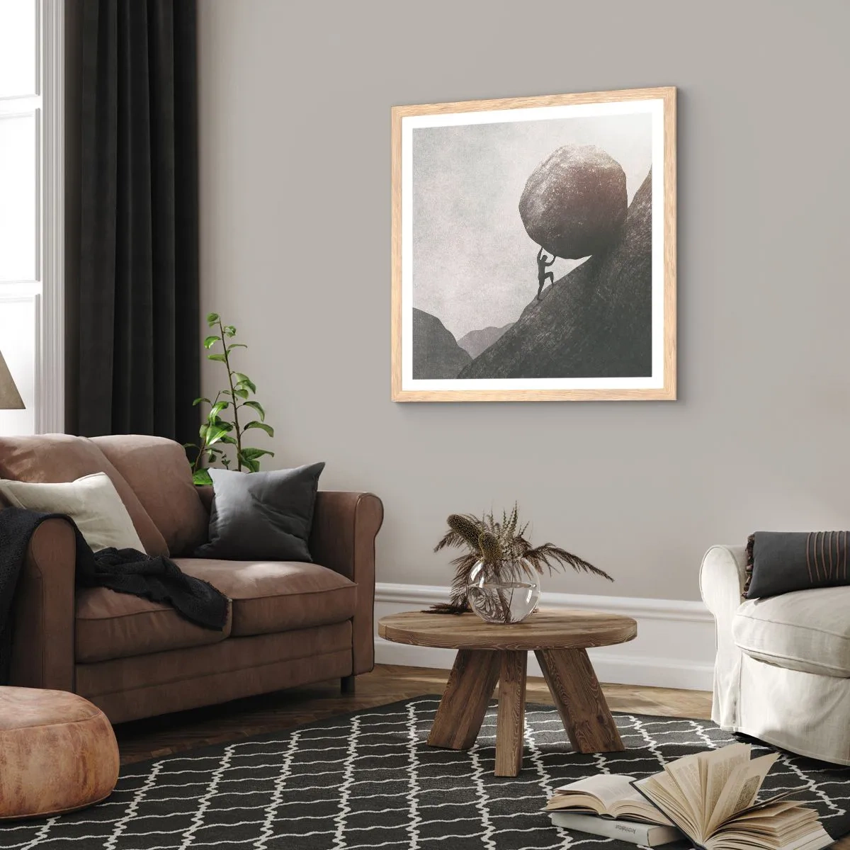 Pôster com moldura de carvalho claro - Eu creio - 60x60 cm