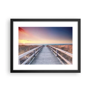 Pôster com moldura preta - Aurora da noite do Báltico - 40x30 cm