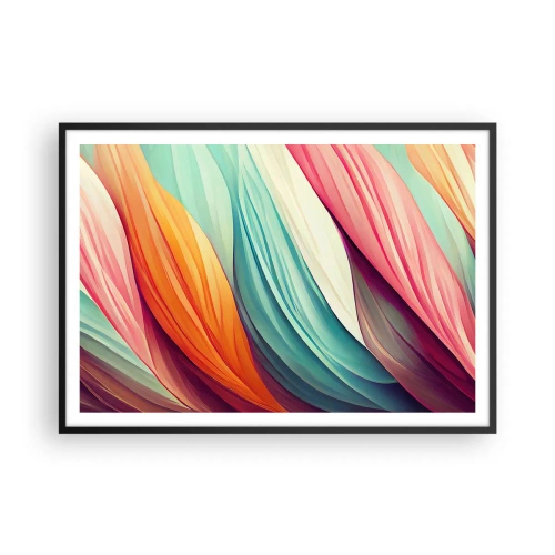 Pôster com moldura preta - Tecido arco-íris - 100x70 cm