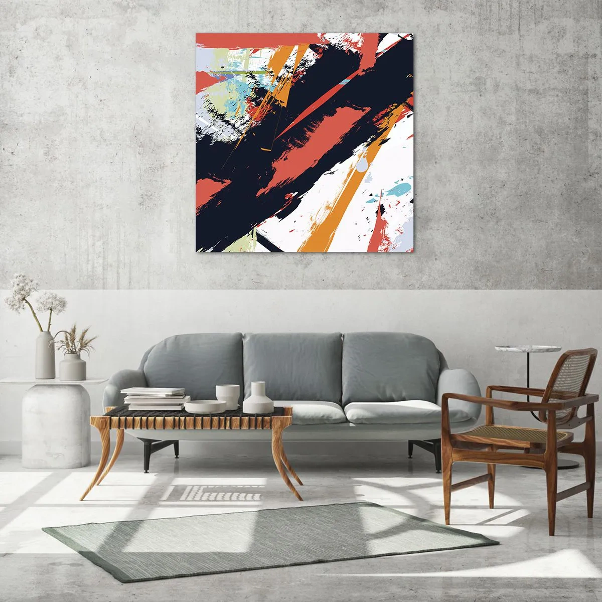 Quadro em vidro - Composição dinâmica - 40x40 cm