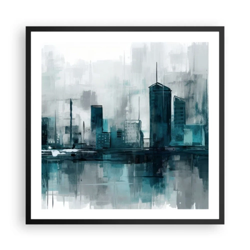 Pôster com moldura preta - Uma cidade da cor da chuva - 60x60 cm