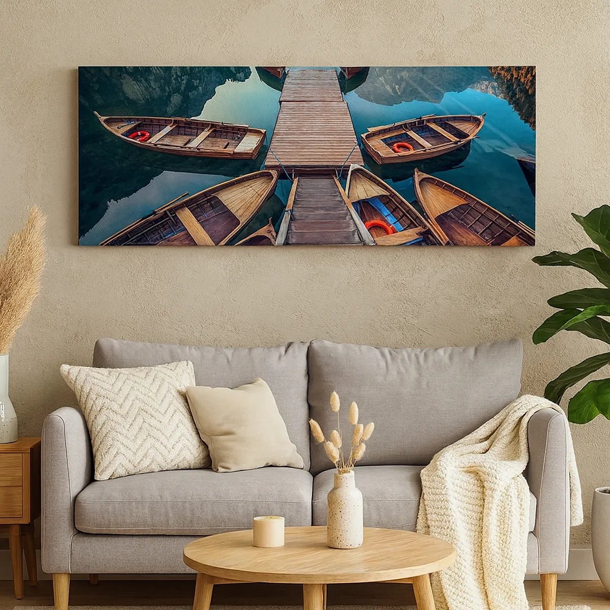 Quadro em tela - À espera na marina - 30x30 cm