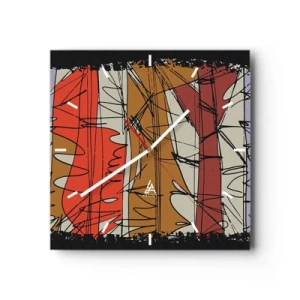 Relógio de parede - Relógio em vidro - Composição espontânea - 30x30 cm