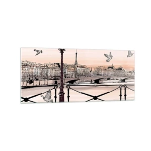 Quadro em vidro - Sobre os telhados de Paris - 120x50 cm