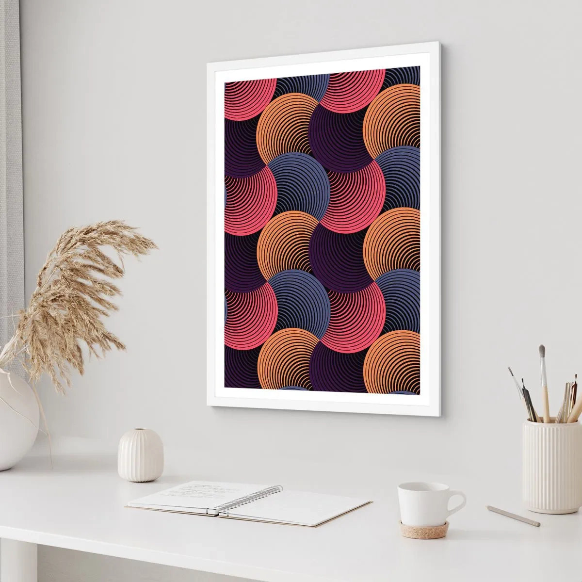 Pôster em moldura branca - Num ritmo circular - 61x91 cm