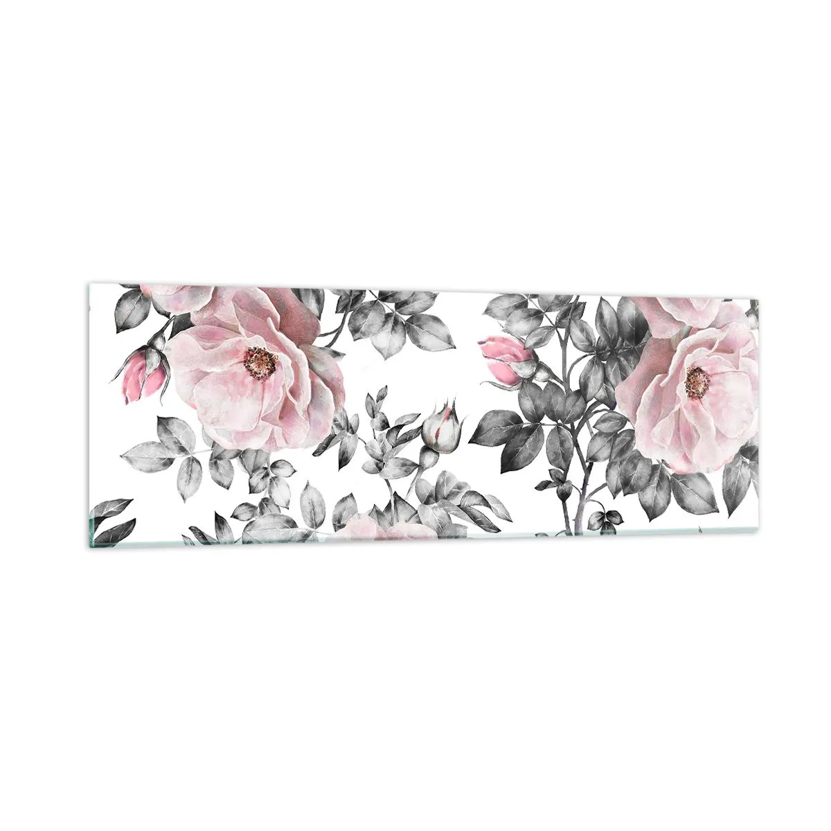 Quadro em vidro - Perder-se nas rosas - 90x30 cm