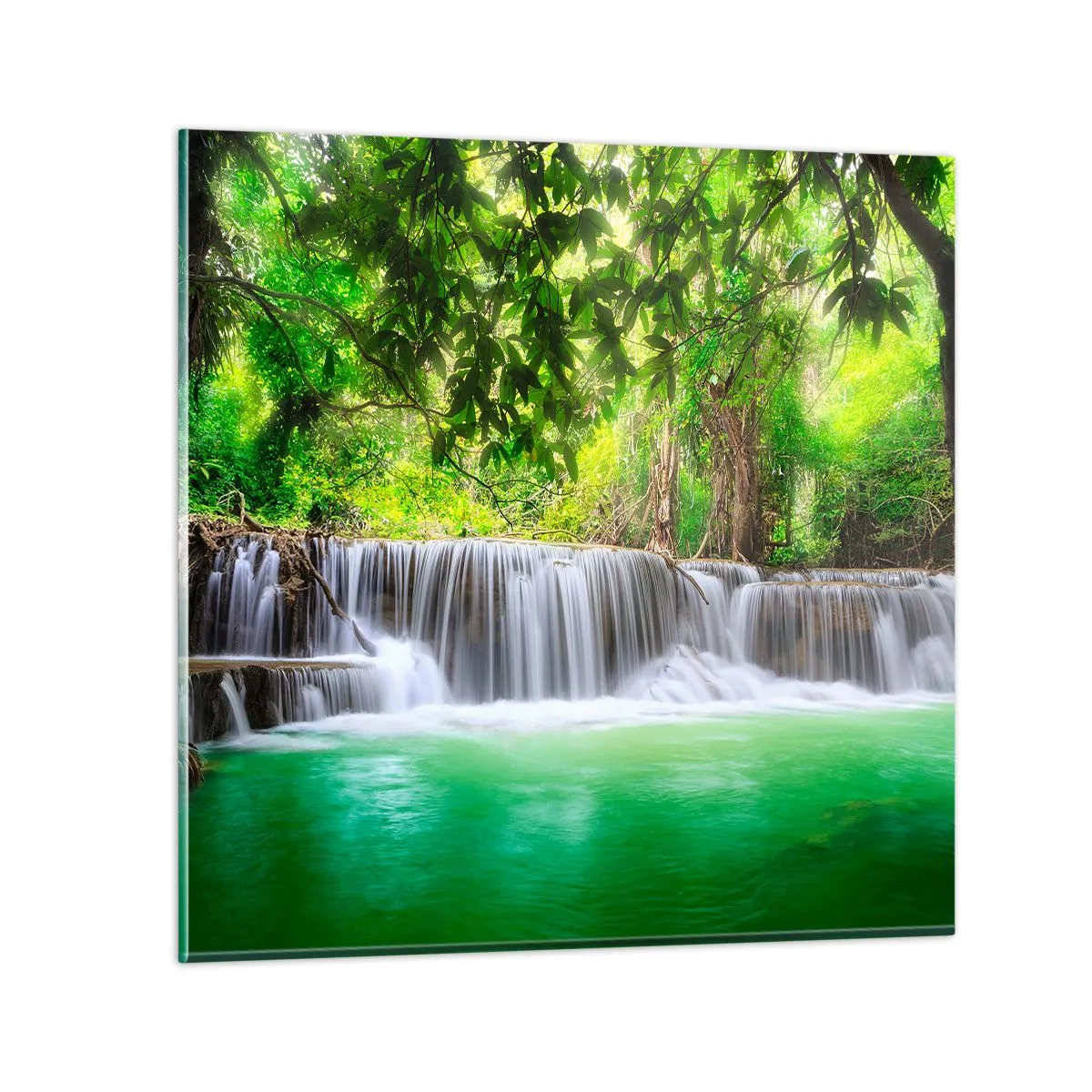 Quadro em vidro - Cascata verde - 30x30 cm