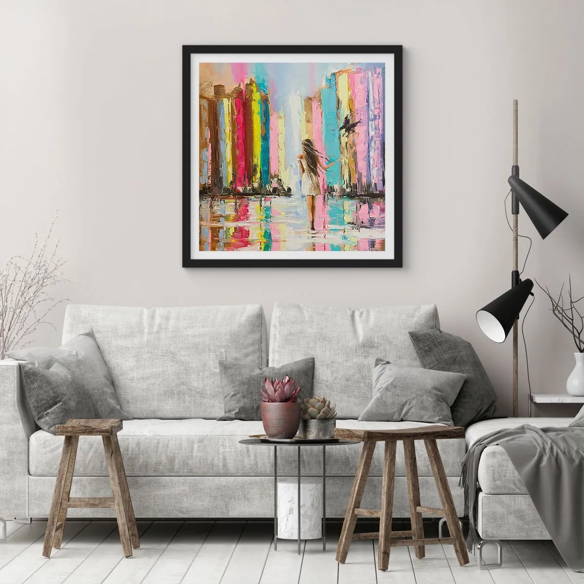 Pôster com moldura preta - Segue-me - 40x40 cm