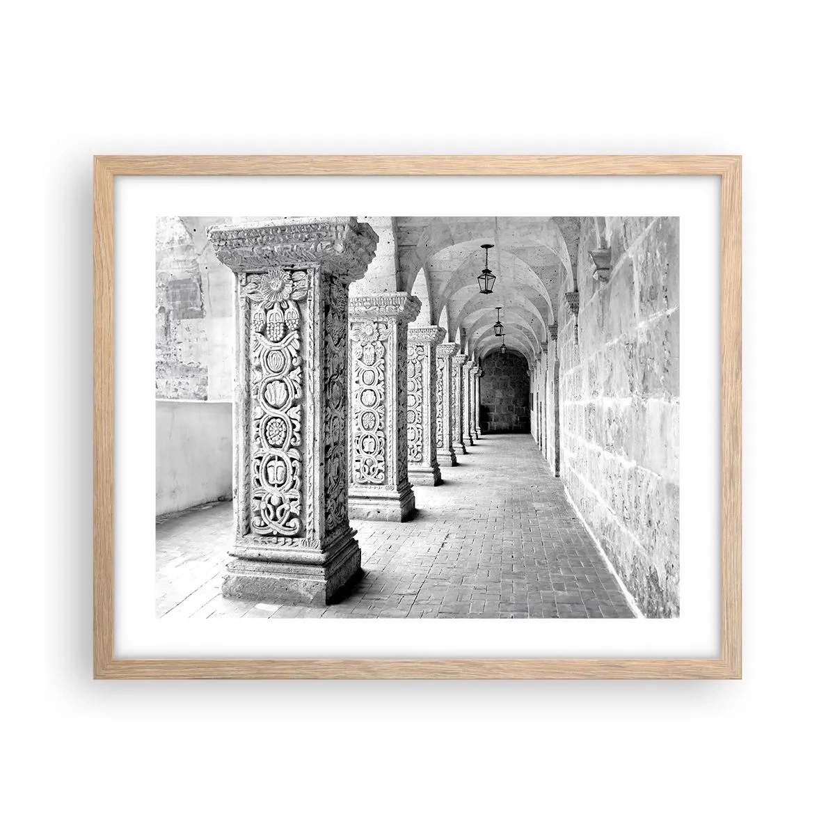 Pôster com moldura de carvalho claro - E para onde...? - 50x40 cm