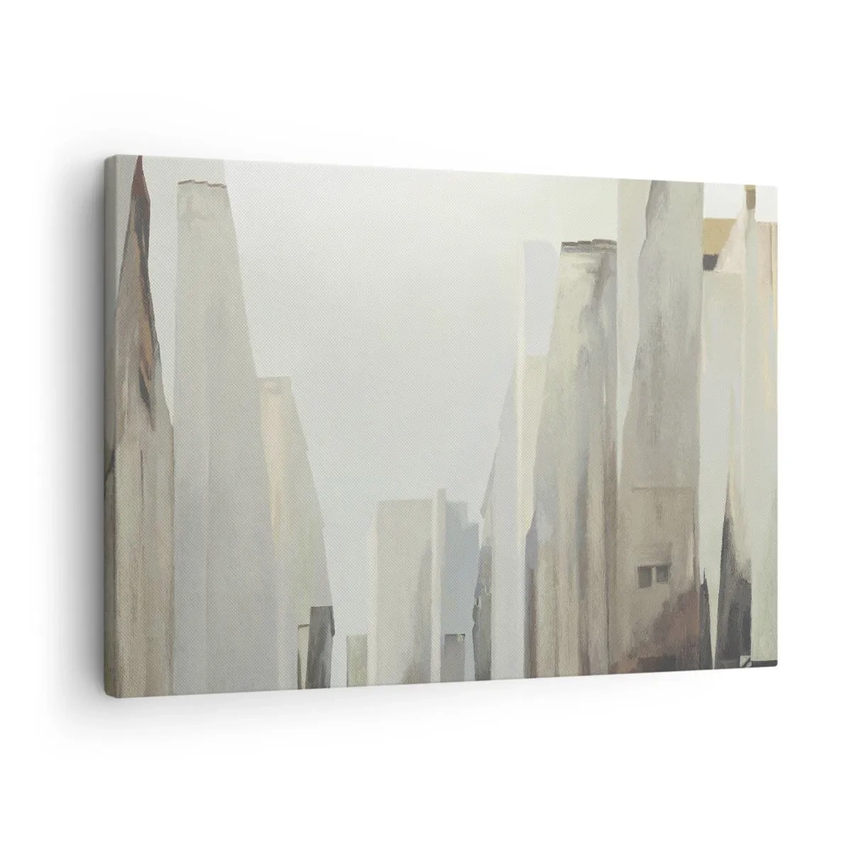 Quadro em tela - Paisagem urbana abstrata em tons pastel - 70x50cm - Sonho com a cidade - Decoração de parede moderna para a sala de estar e quarto ARTTOR