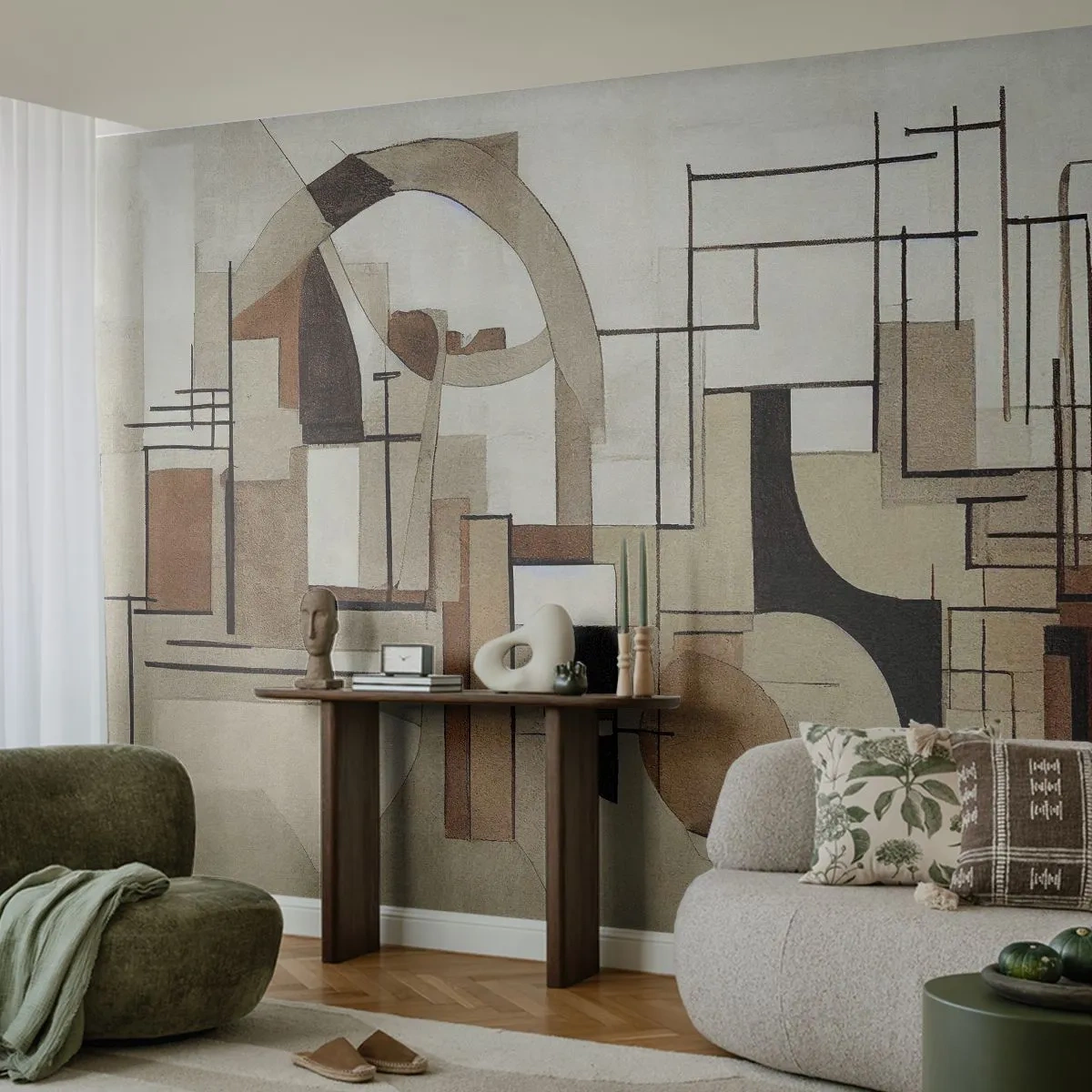 Papel de Parede Premium Canvas - Paisagem urbana 2.0 - Abstração, Pedaço, Formas - 150x105 cm