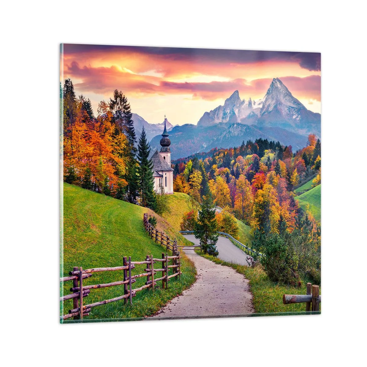 Quadro em vidro - Paisagem como uma pintura - 70x70 cm