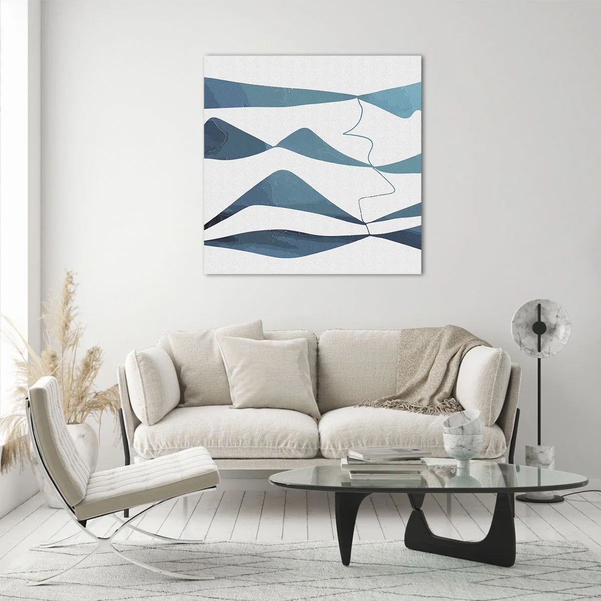 Quadro em vidro - Abstração: composto turquesa - 70x70 cm