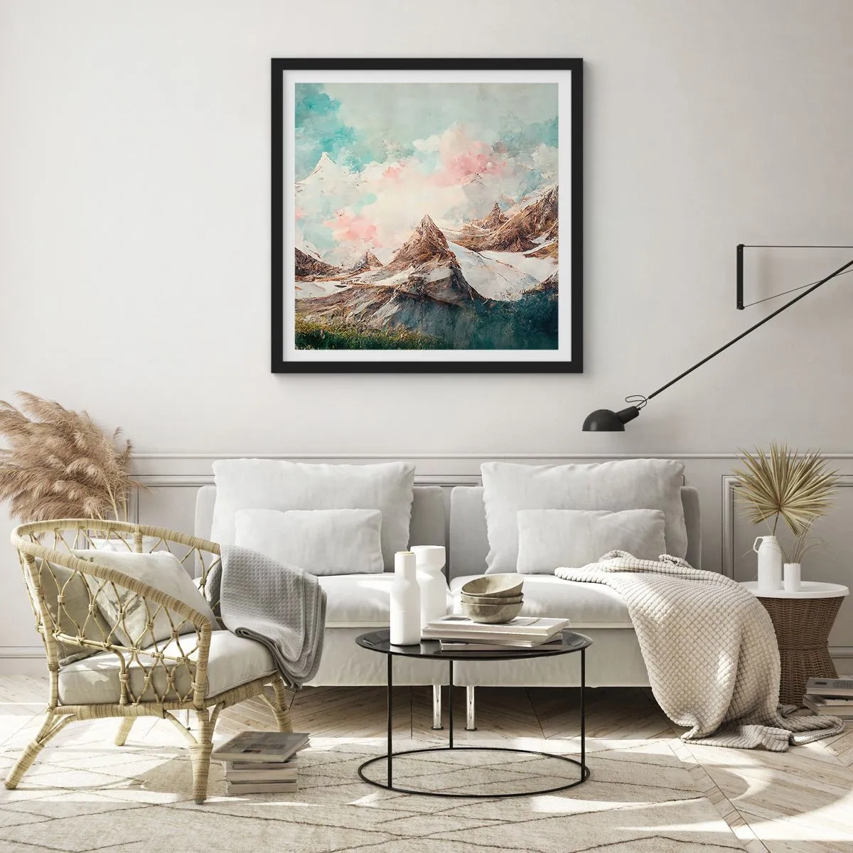Pôster com moldura preta - Lâminas de rocha - 60x60 cm