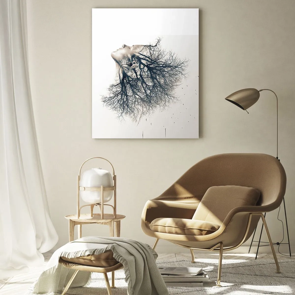 Quadro em vidro - Ouvir o sussurro da árvore - 70x100 cm