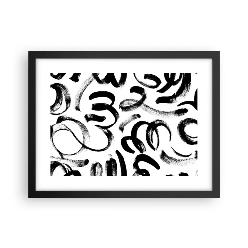 Pôster com moldura preta - Preto sobre branco - 40x30 cm