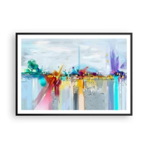 Pôster com moldura preta - Ponte da alegria sobre o rio da vida - 100x70 cm
