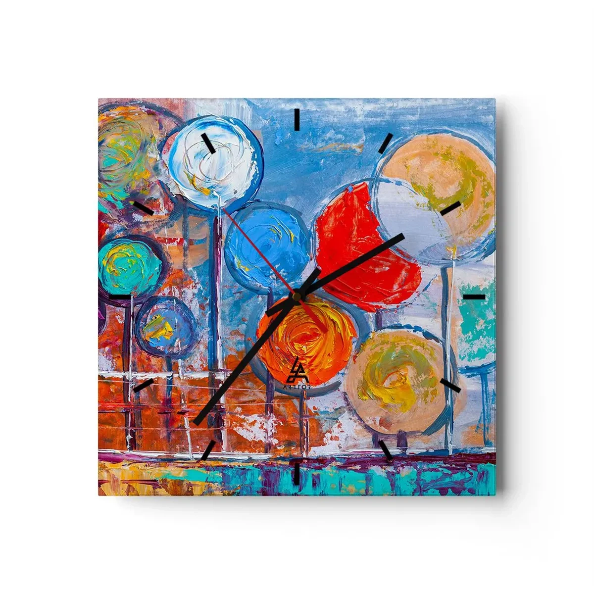 Relógio de parede - Relógio em vidro - De várias cores e tamanhos - 30x30 cm
