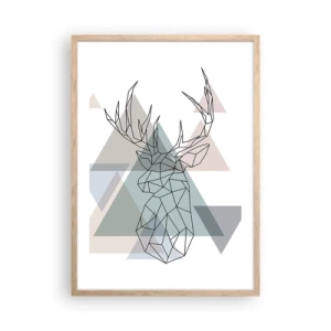 Pôster com moldura de carvalho claro - Numa floresta geométrica - 50x70 cm