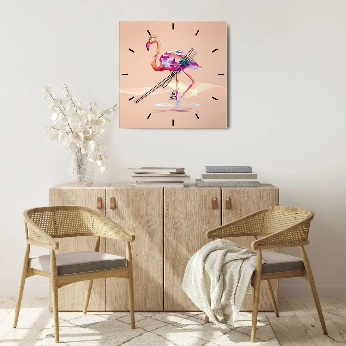 Relógio de parede - Relógio em vidro - A ave das boas emoções - 40x40 cm