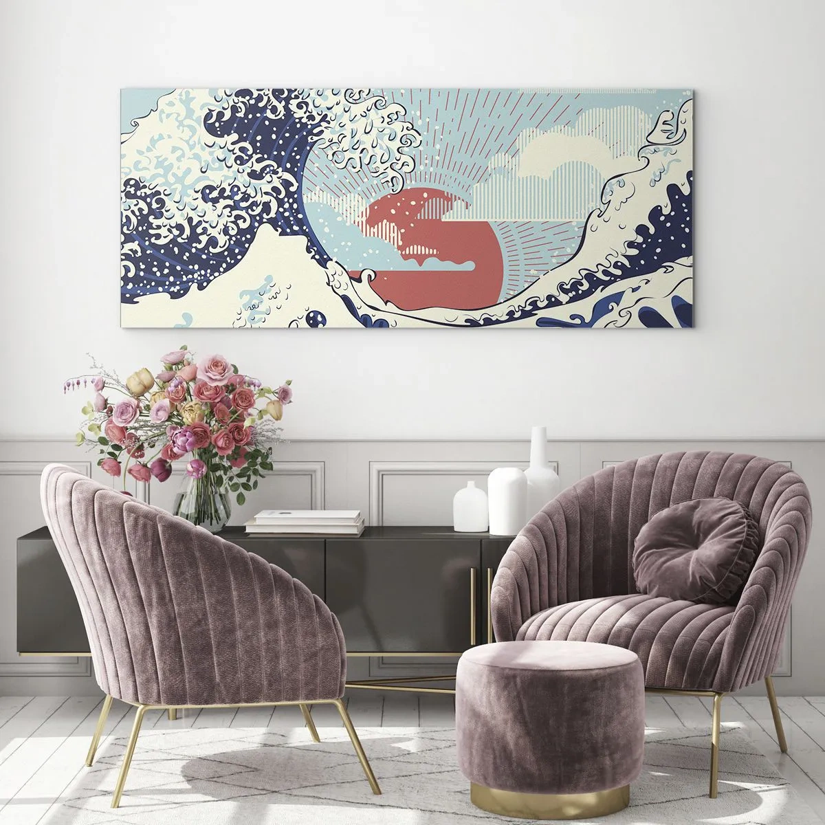 Quadro em vidro - Das inspirações japonesas - 140x50 cm