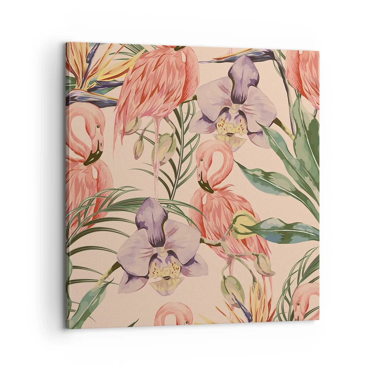 Quadro em tela - Balé rosa em flores - 60x60 cm