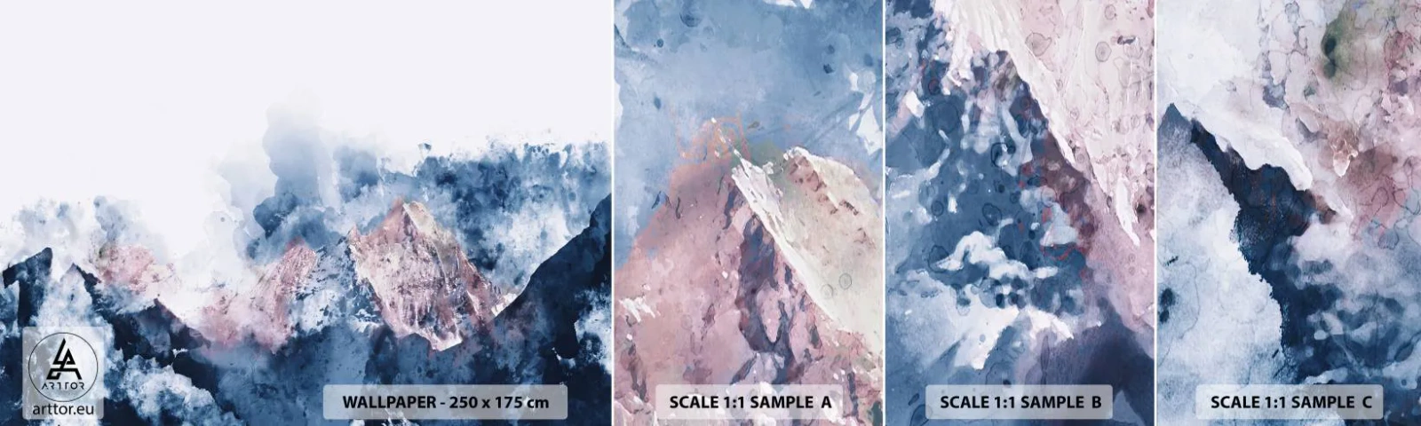 Amostra de papel de parede autocolante Deluxe Sticker - Estes são os verdadeiros picos! - Abstração, Pedaço, Montanhas - 100x30 cm