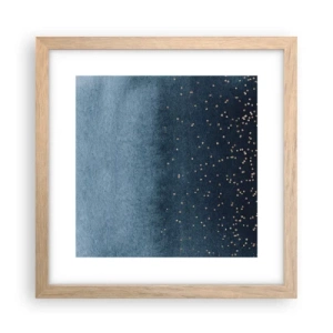 Pôster com moldura de carvalho claro - Composição – fases azuis - 30x30 cm