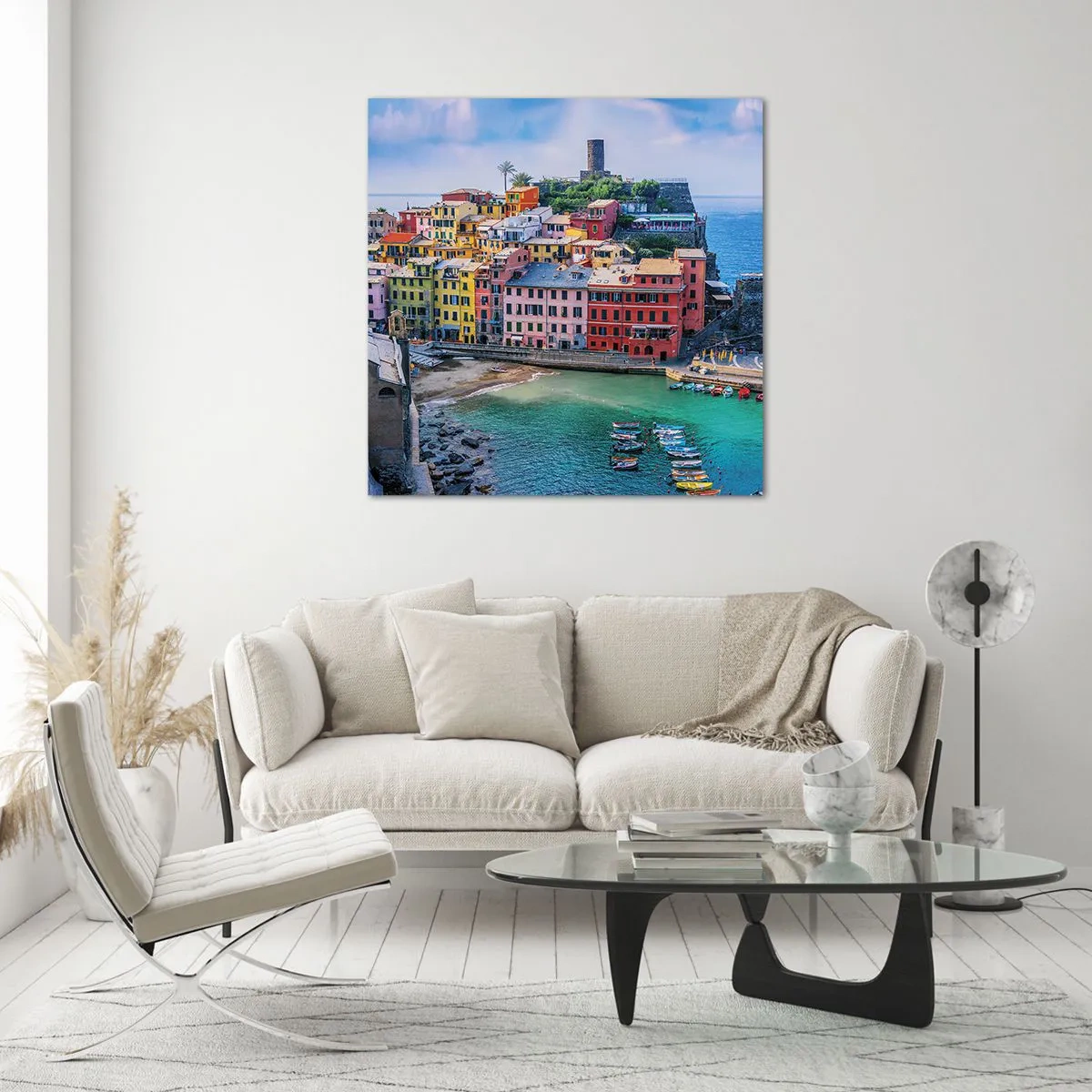 Quadro em vidro - Cidade mágica mediterrânea - 70x70 cm