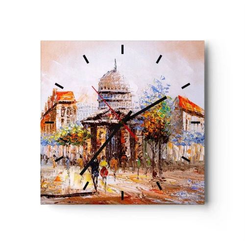 Relógio de parede - Relógio em vidro - Passeio por Paris - 30x30 cm