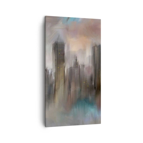 Quadro em tela - Composição de aço, pedra e névoa - 45x80 cm