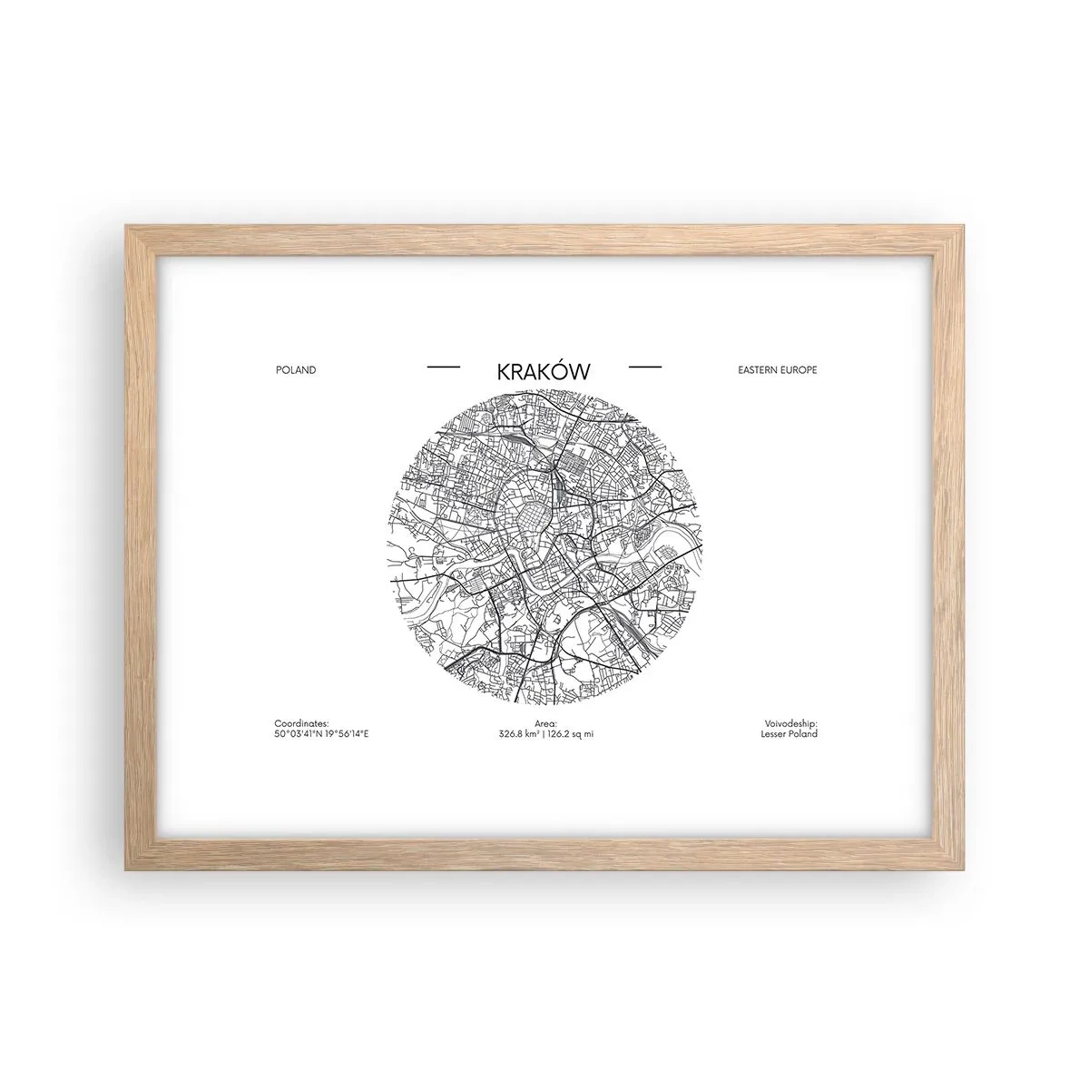 Pôster com moldura de carvalho claro - Anatomia de Cracóvia - 40x30 cm