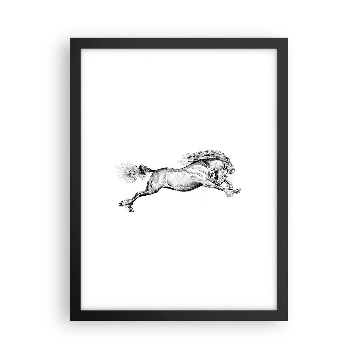 Pôster com moldura preta - Parado a galope - 30x40 cm