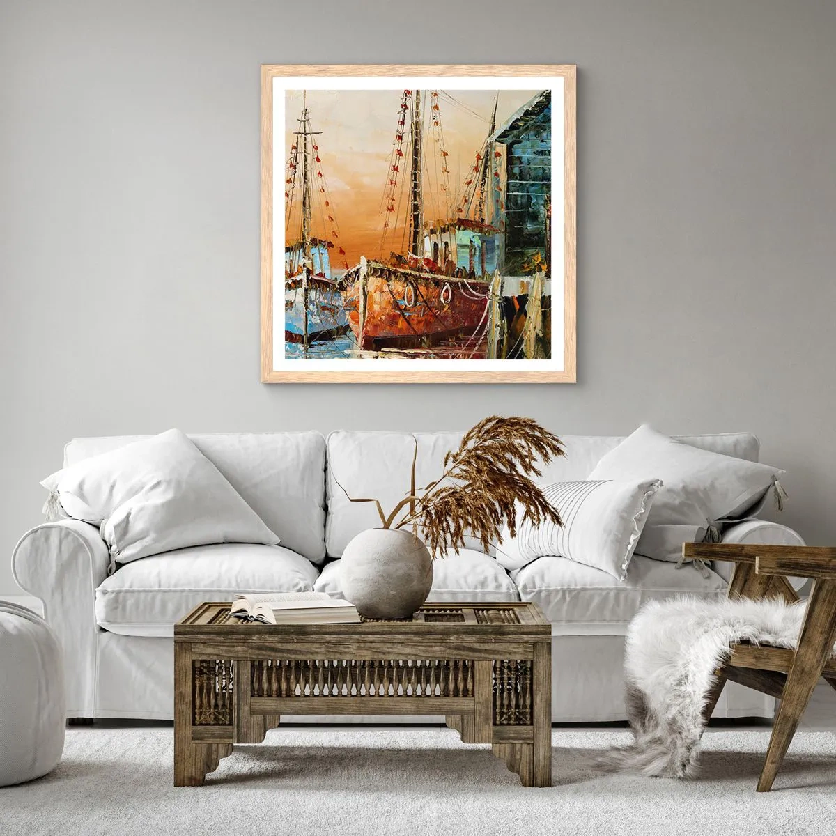 Pôster com moldura de carvalho claro - Um regresso tranquilo - 30x30 cm