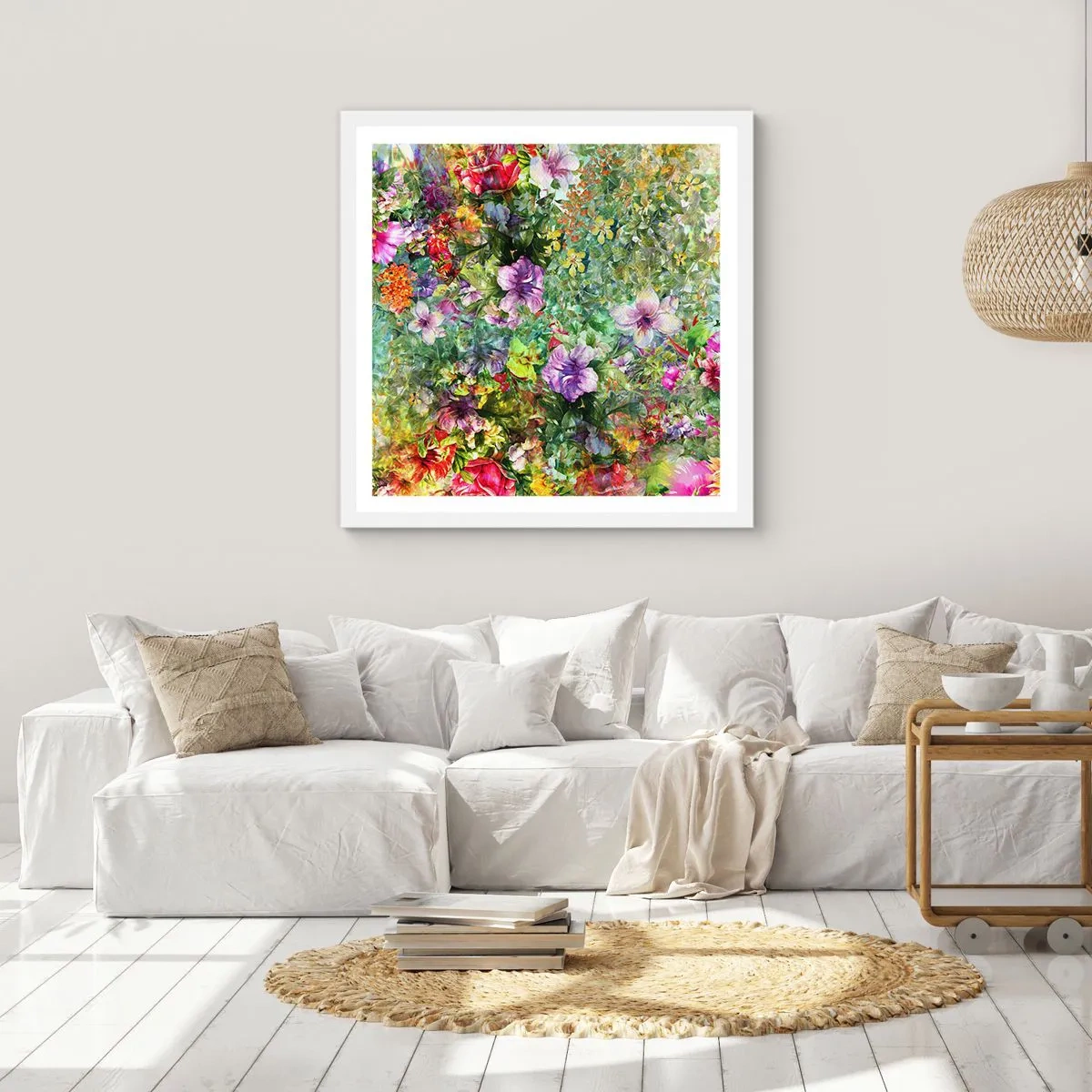 Pôster em moldura branca - Nas flores para a perdição - 60x60 cm